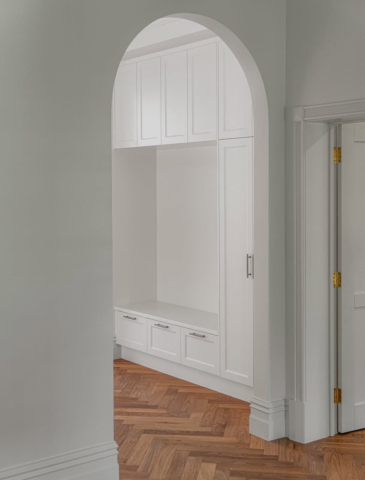 Interior house painters Glenelg – heritage home repaint with white arched built-in joinery