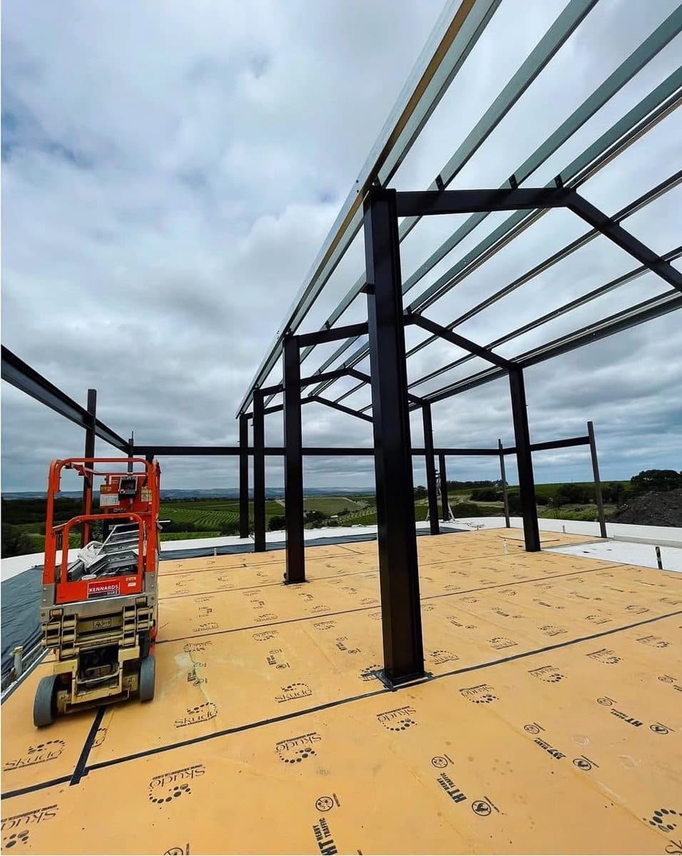 Protective coatings South Australia – structural steel frame coated on a new build